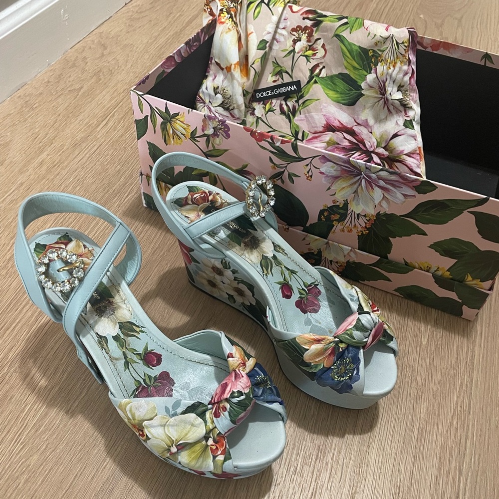 Dolce & Gabbana Floral Wedge Sandals